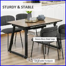 Extendable Dining Table Rectangular Wood Effect Tabletop with Metal Frame