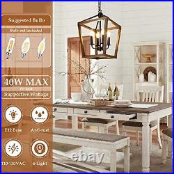 Farmhouse Chandelier Light Fixture for Kitchen Dining Room, 4-Light Rustic