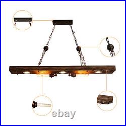 Farmhouse Rustic Wood Chandelier Lamp Kitchen Pendant Light Fixture Dining Room