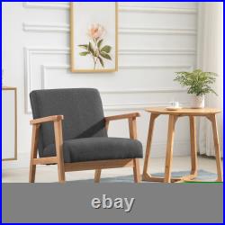 Flower Pattern Linen Dining Chair with Pine Wood Legs for Dining Room Office