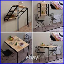 Foldable Murphy Table Wall Mounted Dining Kitchen Table Converts to Wall Shelf