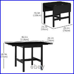Foldable Solid Wood Dining Table, Drop Leaf Kitchen Table
