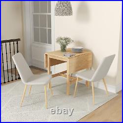 Foldable Solid Wood Dining Table, Drop Leaf Kitchen Table, Nature Wood