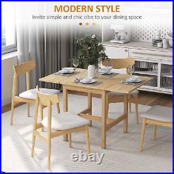 Foldable Solid Wood Dining Table, Drop Leaf Kitchen Table, Nature Wood