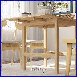 Foldable Solid Wood Dining Table, Drop Leaf Kitchen Table, Nature Wood