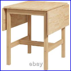 Foldable Solid Wood Dining Table, Drop Leaf Kitchen Table, Nature Wood