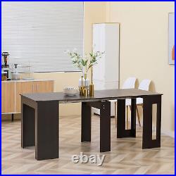 Folding Dining Table, Extendable Kitchen Table for Small Spaces Dark Brown