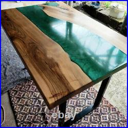 Green Epoxy Resin Dining and Coffee Table Live edge Custom made Premium Quality