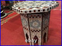 Handmade, Antique, Wood End Table, Side Table, Unique Wood Table, Inlaid Shell
