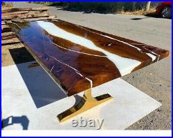 Handmade White Epoxy Dining Table for Home, CoffeeTable, Center Table