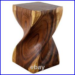 Haussmann Big Twist Wood Stool Table 12 in SQ x 20 in H Walnut Oil