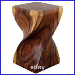 Haussmann Big Twist Wood Stool Table 12 in SQ x 20 in H Walnut Oil