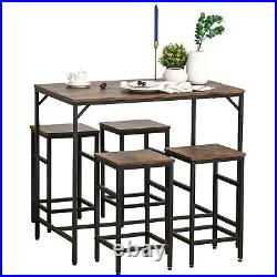 Industrial Rectangular Dining Table Set with 4 Stools for Dining Room, Kitchen