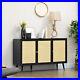 Kitchen-Sideboard-Buffet-Cabinet-with-3-Rattan-Doors-for-Living-Room-Black-01-kzt