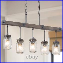 Mason Jar Chandelier, 5-Light Farmhouse Chandelier for Dining Room, 25.5 Rustic