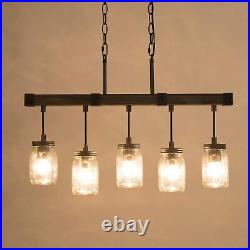 Mason Jar Chandelier, 5-Light Farmhouse Chandelier for Dining Room, 25.5 Rustic