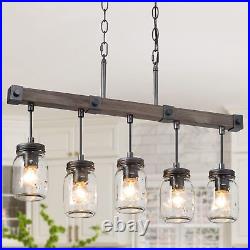 Mason Jar Chandelier, 5-Light Farmhouse Chandelier for Dining Room, 25.5 Rustic