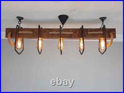 Modern Décor Chandelier Rustic & charming lighting fixture Wood & Metal Light