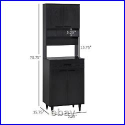 Modern Kitchen Storage Cabinet with Microwave Hutch Drawer Dining & Living Room