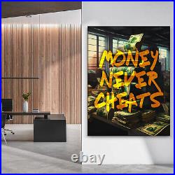 Money Never Cheats Success Canvas Print, Financial Wall Art, Millionaire Mindset