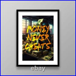 Money Never Cheats Success Canvas Print, Financial Wall Art, Millionaire Mindset