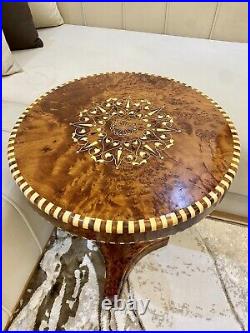 Moroccan Handmade Thuya Wood Table with Lemon and walnut Inlay Coffee table