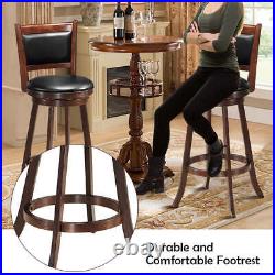 NNECW Accent Wooden Swivel Bar Height Stool for Dining Room-Brown-74 cm