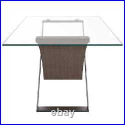 Natalie Wood Base 12mm Tempered Top Dining Table in Walnut for Dining Room