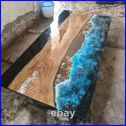 Natural Ocean Wave Themed Handmade Acacia Wood Dining Table for Dining Room Deco