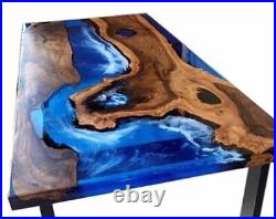 Natural Wood Epoxy Tabletop With Leg Handmade Resin River Dining Room Furniture