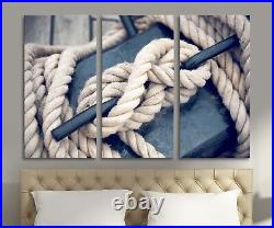 Nautical knot navy blue canvas or poster print Beach house Sailor wall art decor