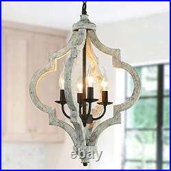 PHILOMENA French Country Farmhouse Dining Room Chandelier 4-Light Distressed