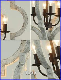 PHILOMENA French Country Farmhouse Dining Room Chandelier 4-Light Distressed