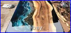 Personalized Blue Ocean Epoxy Resin Table, Made to Order Live Edge Resin Counter