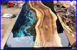 Personalized Blue Ocean Epoxy Resin Table, Made to Order Live Edge Resin Counter