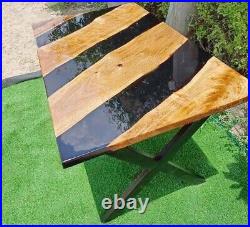 Premium Quality Wood & Epoxy Resin Rectangle Table Top Dining Room Furniture