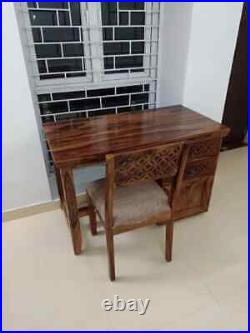 Rectangular Wooden Chair Table Without Storage Antique Brown Color Home Decor