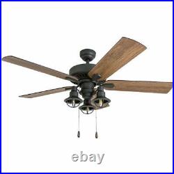 Rustic Industrial Farmhouse Ceiling Fan withEdison LED Light Kit Quiet, Metal/Wood
