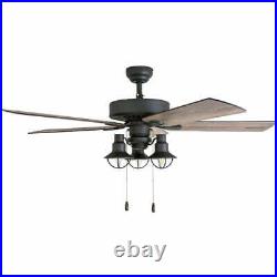 Rustic Industrial Farmhouse Ceiling Fan withEdison LED Light Kit Quiet, Metal/Wood