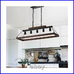 Rustic Kitchen Island/Dining Room Light Fixture Farmhouse Rectangle Wood Line