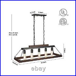 Rustic Kitchen Island/Dining Room Light Fixture Farmhouse Rectangle Wood Line