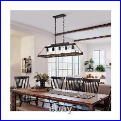 Rustic Kitchen Island/Dining Room Light Fixture Farmhouse Rectangle Wood Line