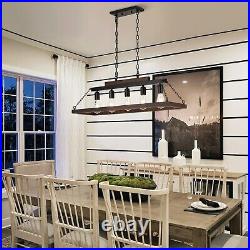 Rustic Kitchen Island/Dining Room Light Fixture Farmhouse Rectangle Wood Line