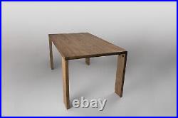 Small Rectangular Solid Wood Modern Minimal Elm Dining Table Satin Finish