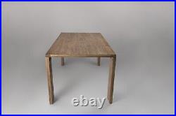 Small Rectangular Solid Wood Modern Minimal Elm Dining Table Satin Finish