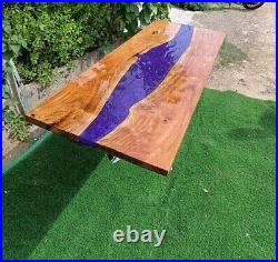 Solid Epoxy Dining Table, Live Edge Wooden Center Sofa Desk Table, Modern Decor