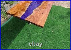 Solid Epoxy Dining Table, Live Edge Wooden Center Sofa Desk Table, Modern Decor