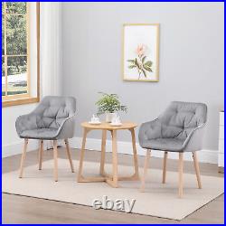 Tufted Dining Chairs Velvet-Touch Fabric Accent Chairs with Wood Legs Set of 2