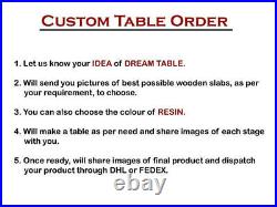 White Epoxy Dining Table Top, Wooden Epoxy Resin Table Living Room Furniture