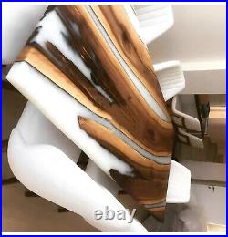White Epoxy Table Wood for Dining Room, Resin River Countertops Slab Home Decor